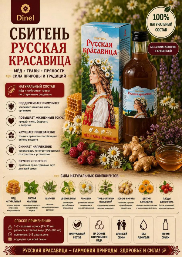 №3 Сбитень Русская красавица, 250мл в Северодвинске