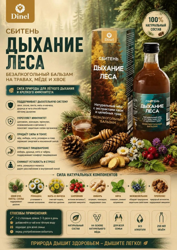 №3 Сбитень Дыхание леса, 250мл  в Северодвинске