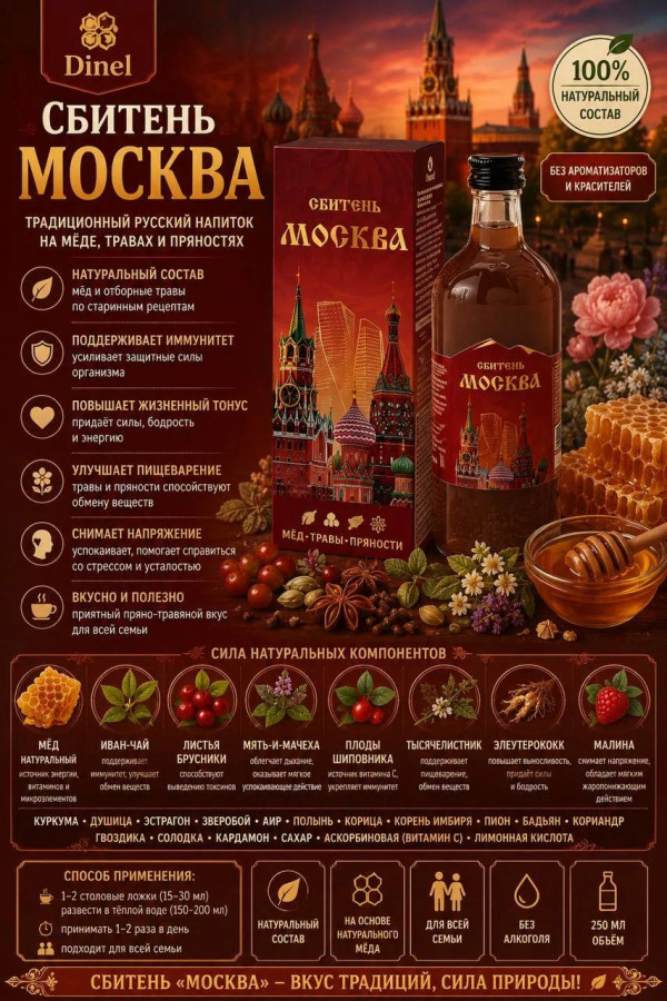 №3 Сбитень Москва, 250мл  в Северодвинске