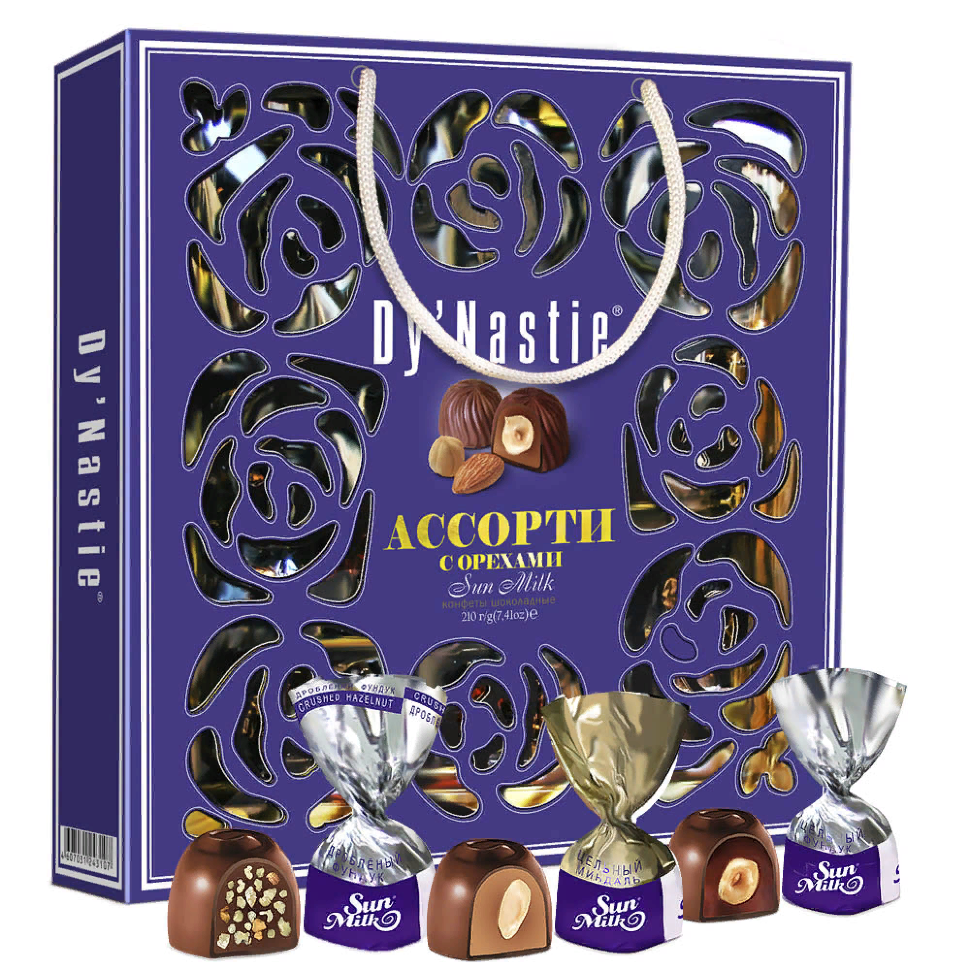  Династия Сумка Конфеты "Ассорти с орехами", 210г     в Северодвинске